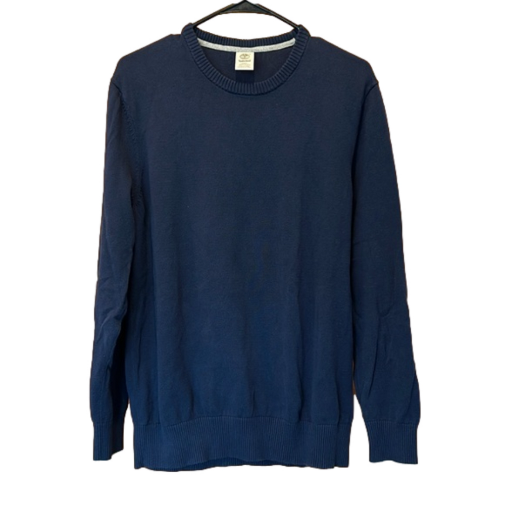 Timberland Regular Fit Crew Neck Pullover Navy Blue Mens Sweater Size Medium